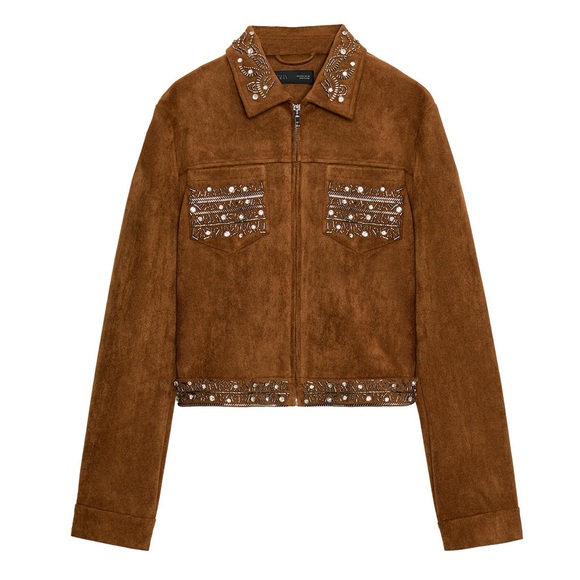 Defected Zara Faux Suede Jacket with Embellishments - Picture 4 of 10